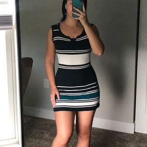 new navy striped sweater dress